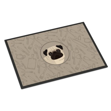 CAROLINES TREASURES 18 x 27 in. Pug in the Kitchen Indoor or Outdoor Mat CK2204MAT